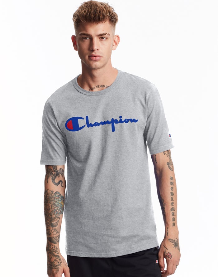 Champion Heritage Vintage Logo Grey T-Shirt Mens - South Africa VMCYFG148